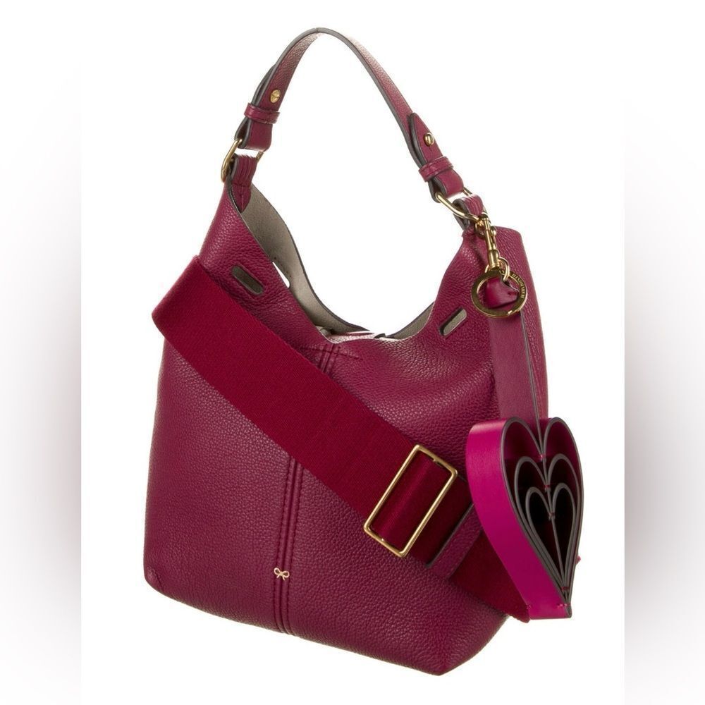 Anya Hindmarch Rose Pink Leather 2way Build A Bag Base Mini Bucket Bag Hearts - Picture 2 of 5